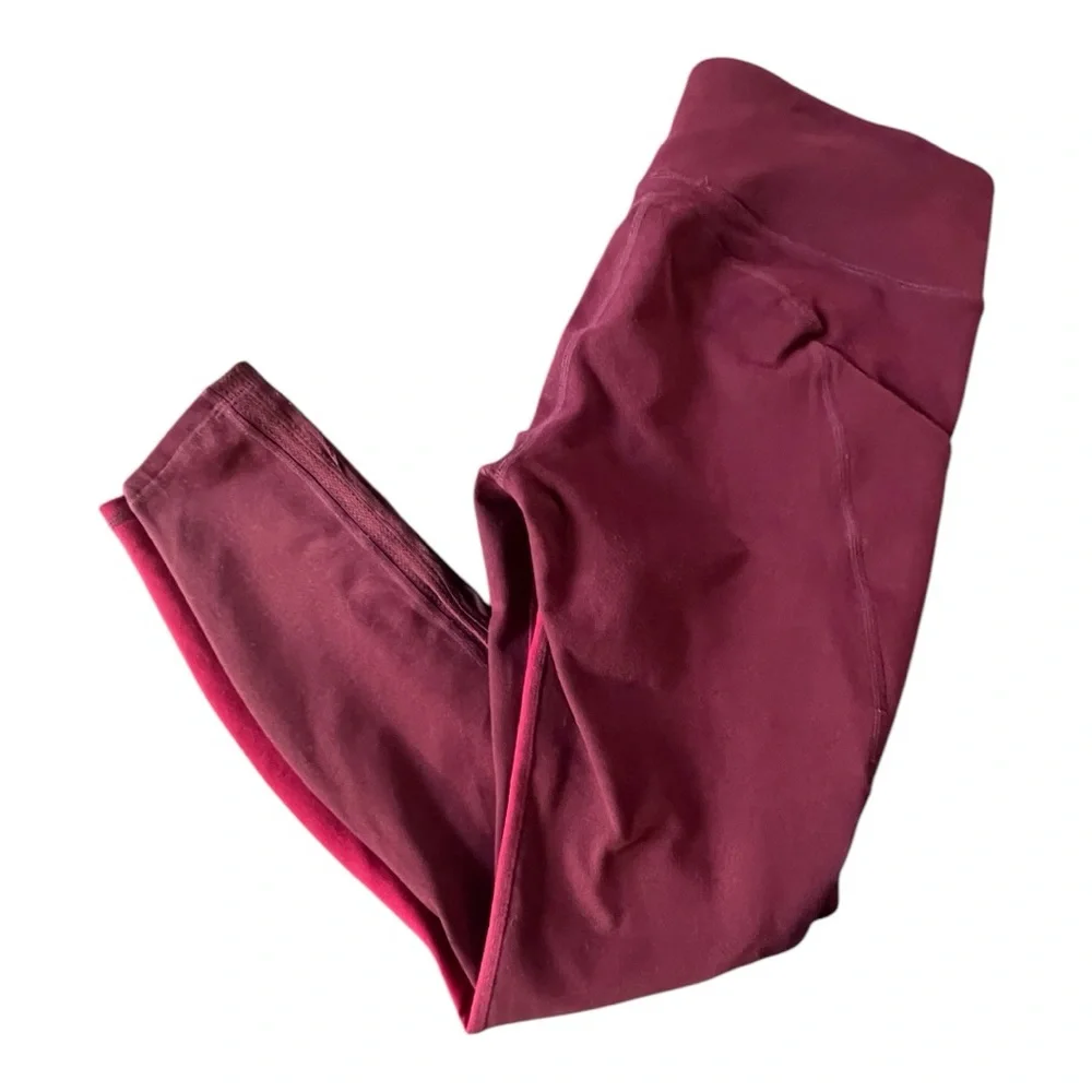 Fabletics Fuchsia and Burgundy Leggings. Powerhold on the Go. - Picture 4 of 4